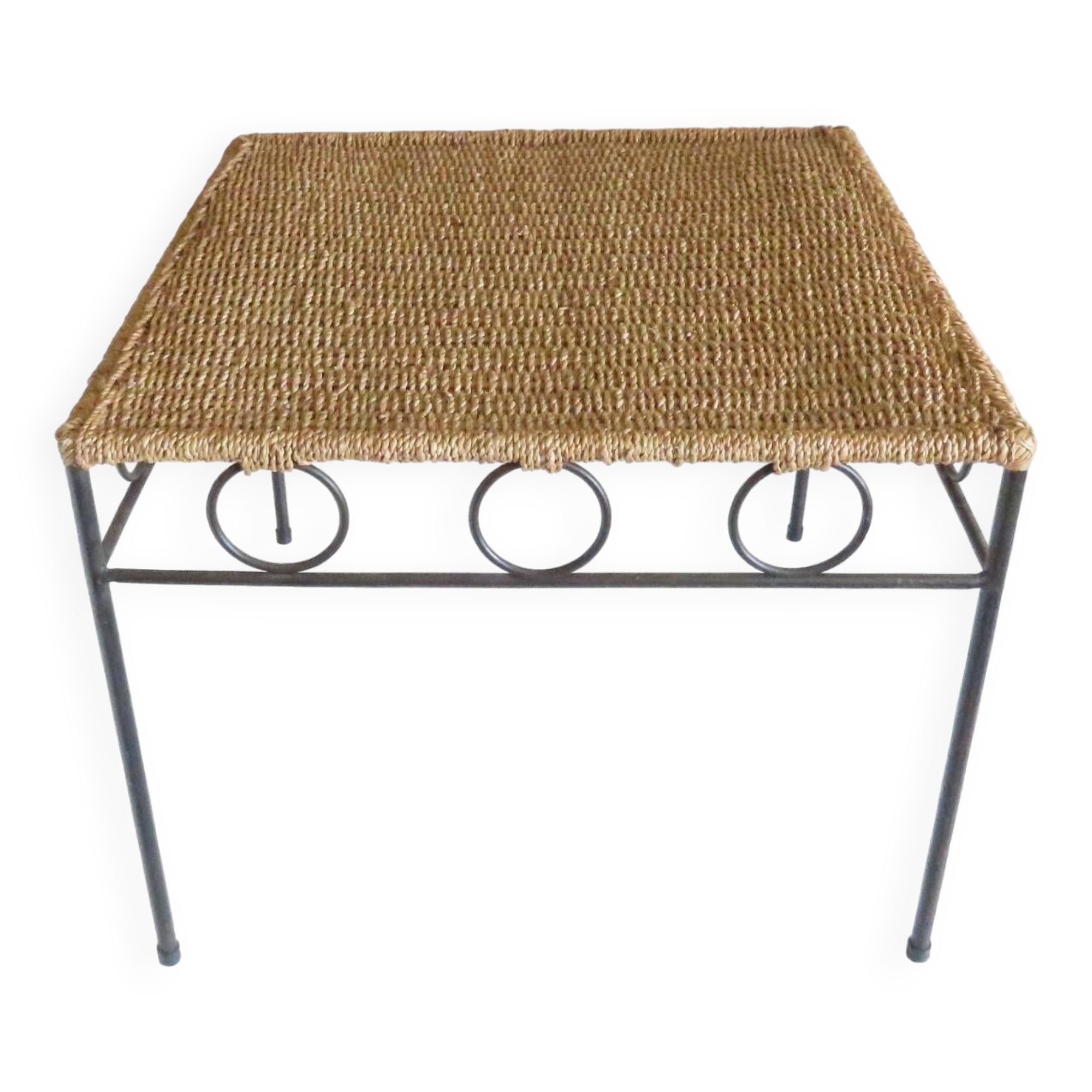 Metal coffee table and rope end table