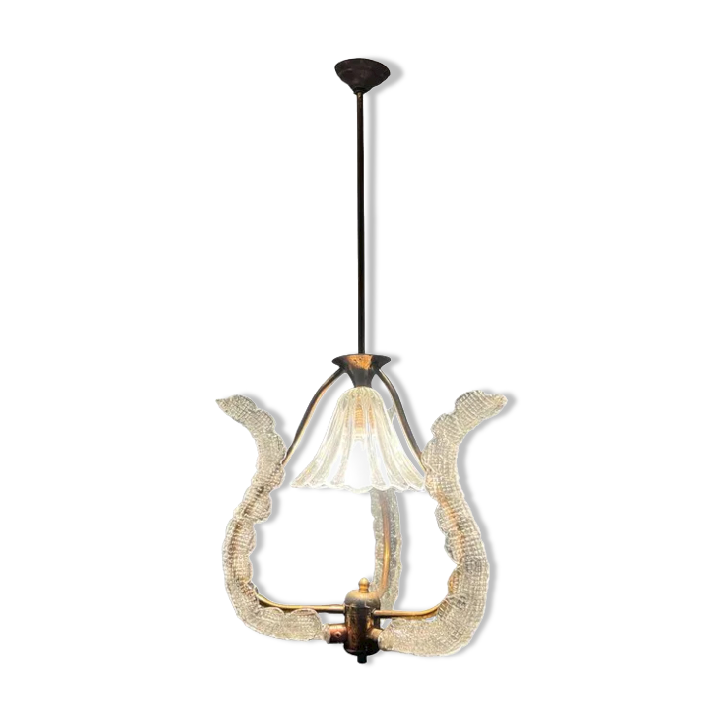 Barovier Italian Murano glass pendant light by Ercole Barovier, 1940s