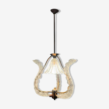 Barovier Italian Murano glass pendant light by Ercole Barovier, 1940s