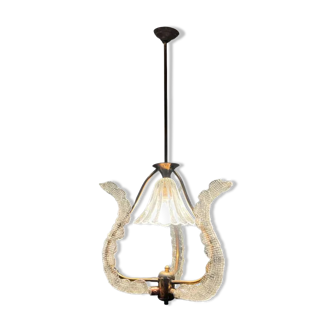 Barovier Italian Murano glass pendant light by Ercole Barovier, 1940s