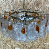 XL 60s 70s Murano Glass Chrome Chandelier Chandelier Glass Space Age 60s v