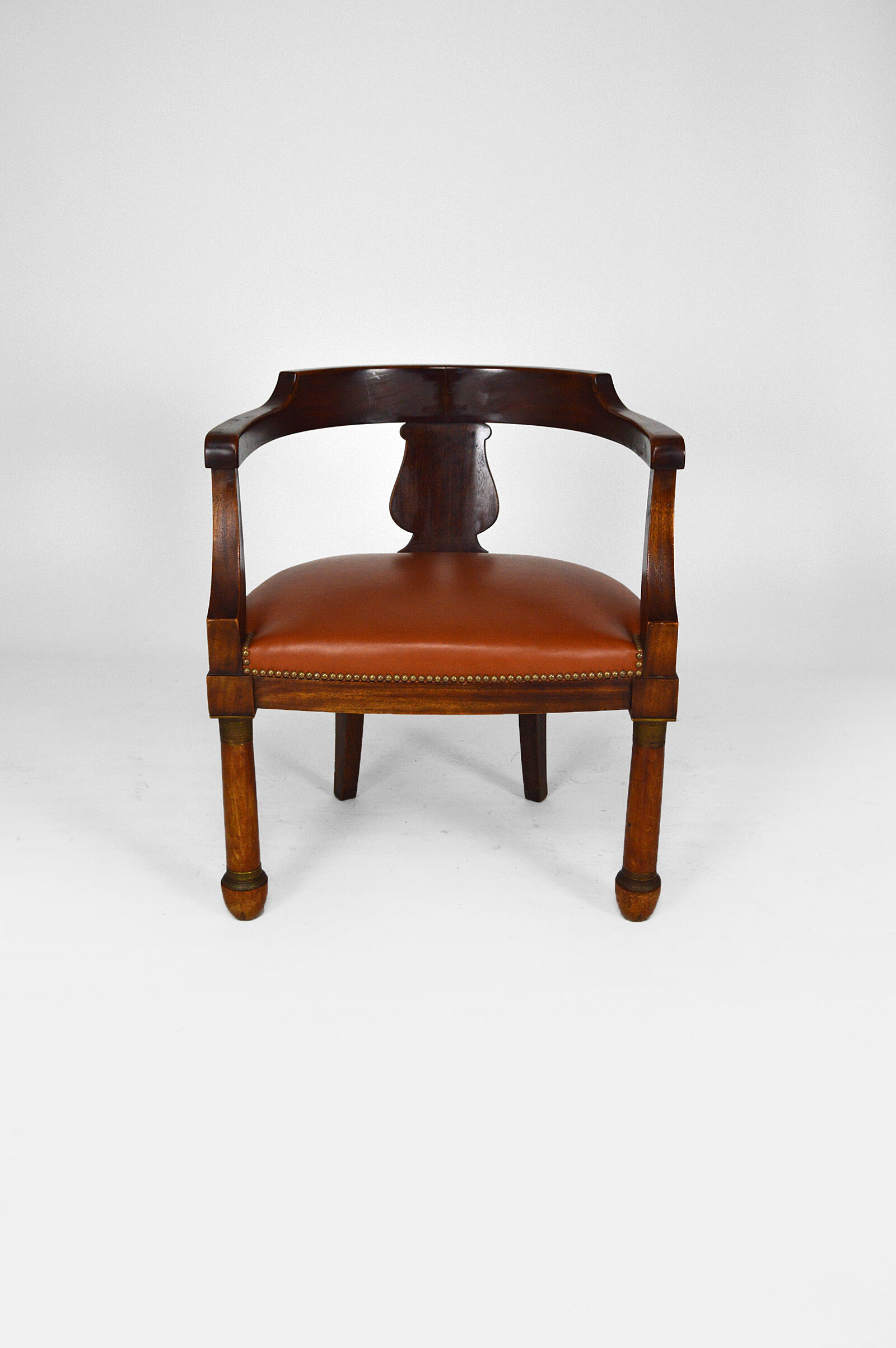 Empire, mahogany and leather office armchair, 19th century