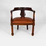 Empire, mahogany and leather office armchair, 19th century