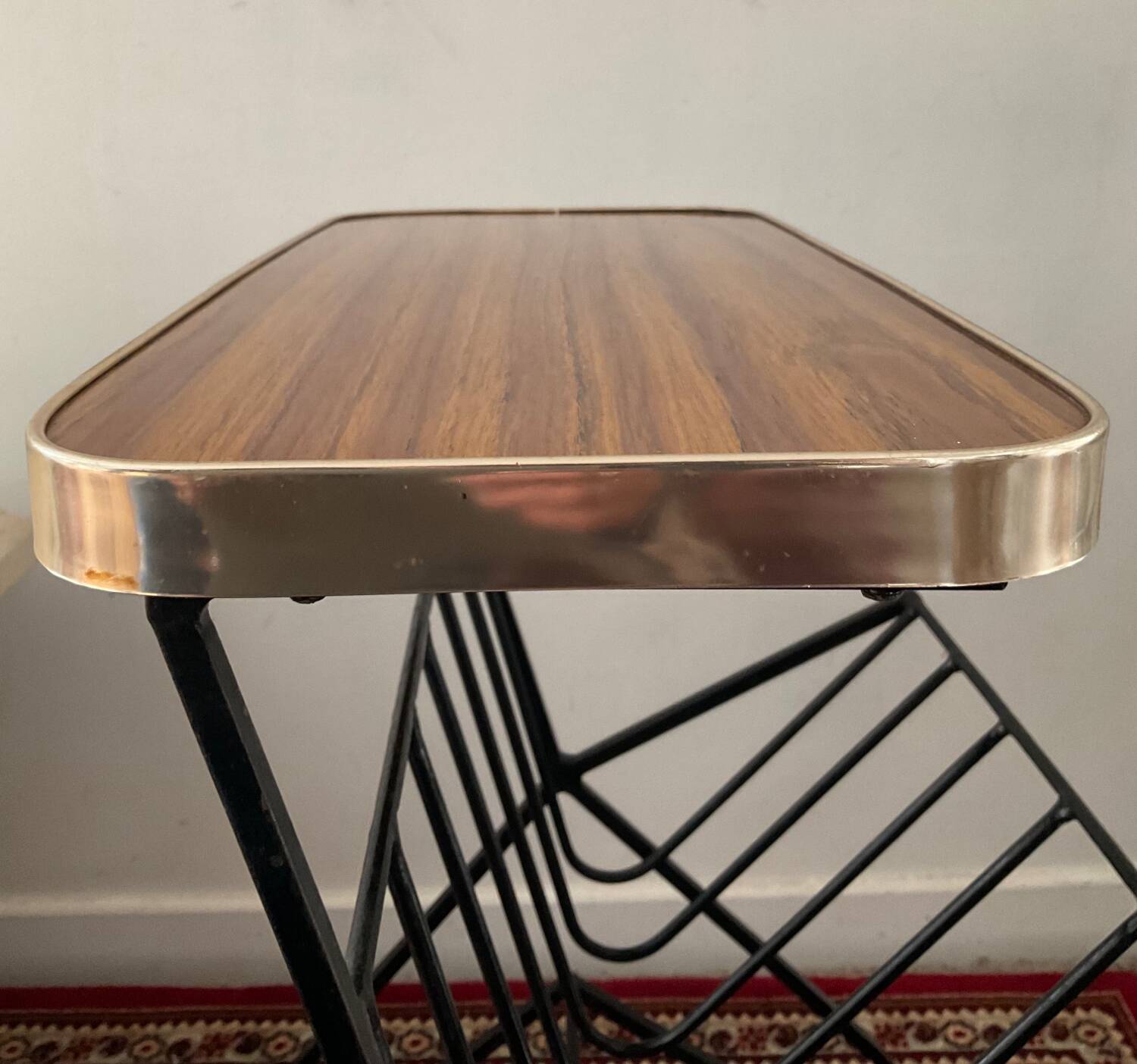 Vintage side table with magazine holder