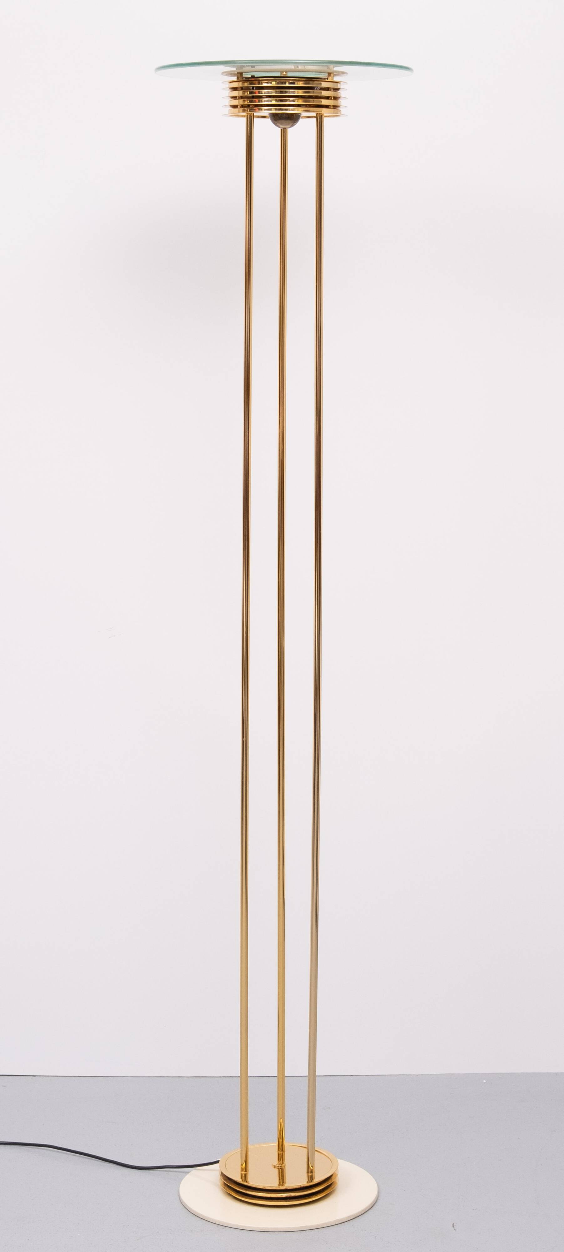 Impressive Large Brass Halogen floor lamp 1980s