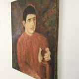 Huile sur toile portrait jeune garçon
