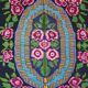 Floral handwoven green and fuchsia rug, made in wool, bohemian design 170x232cm