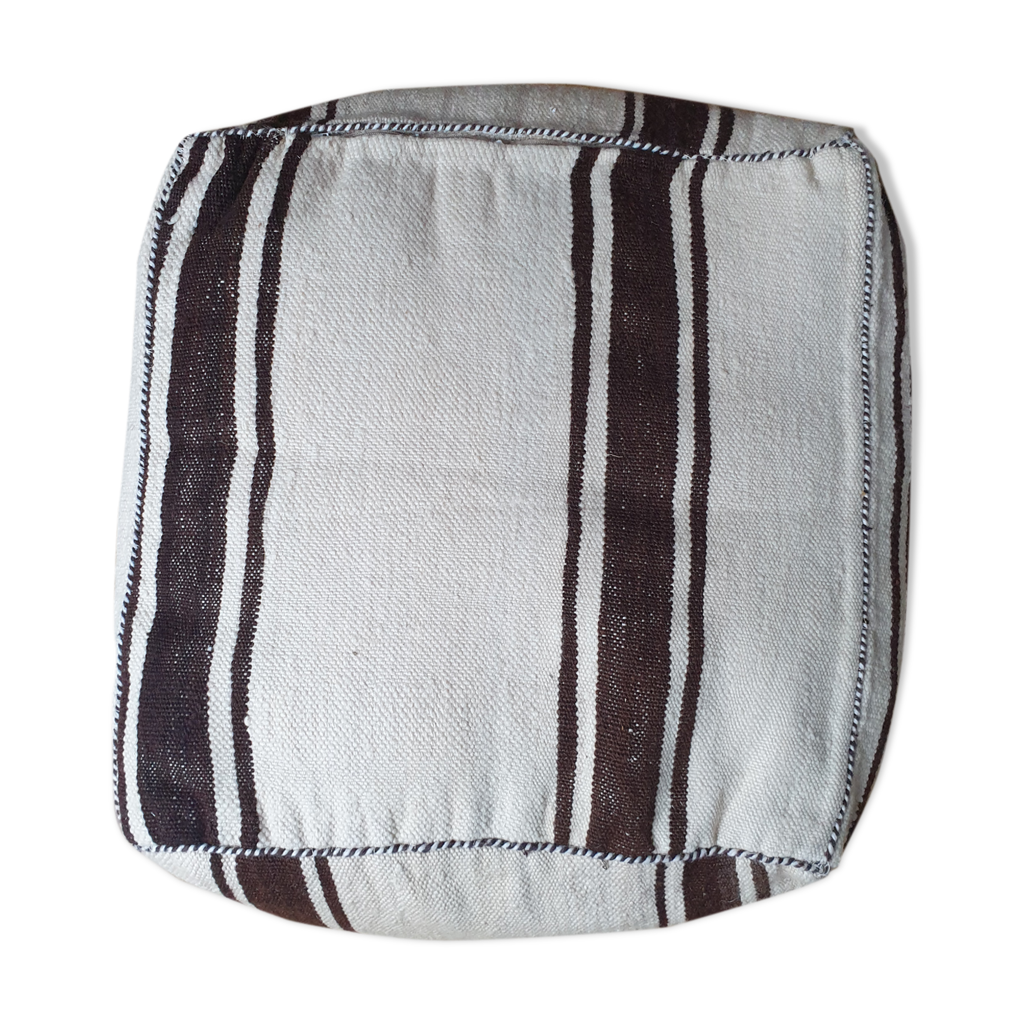 Pouf marocain en laine beige et marron Selency