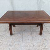 Brutalist art deco style oak table