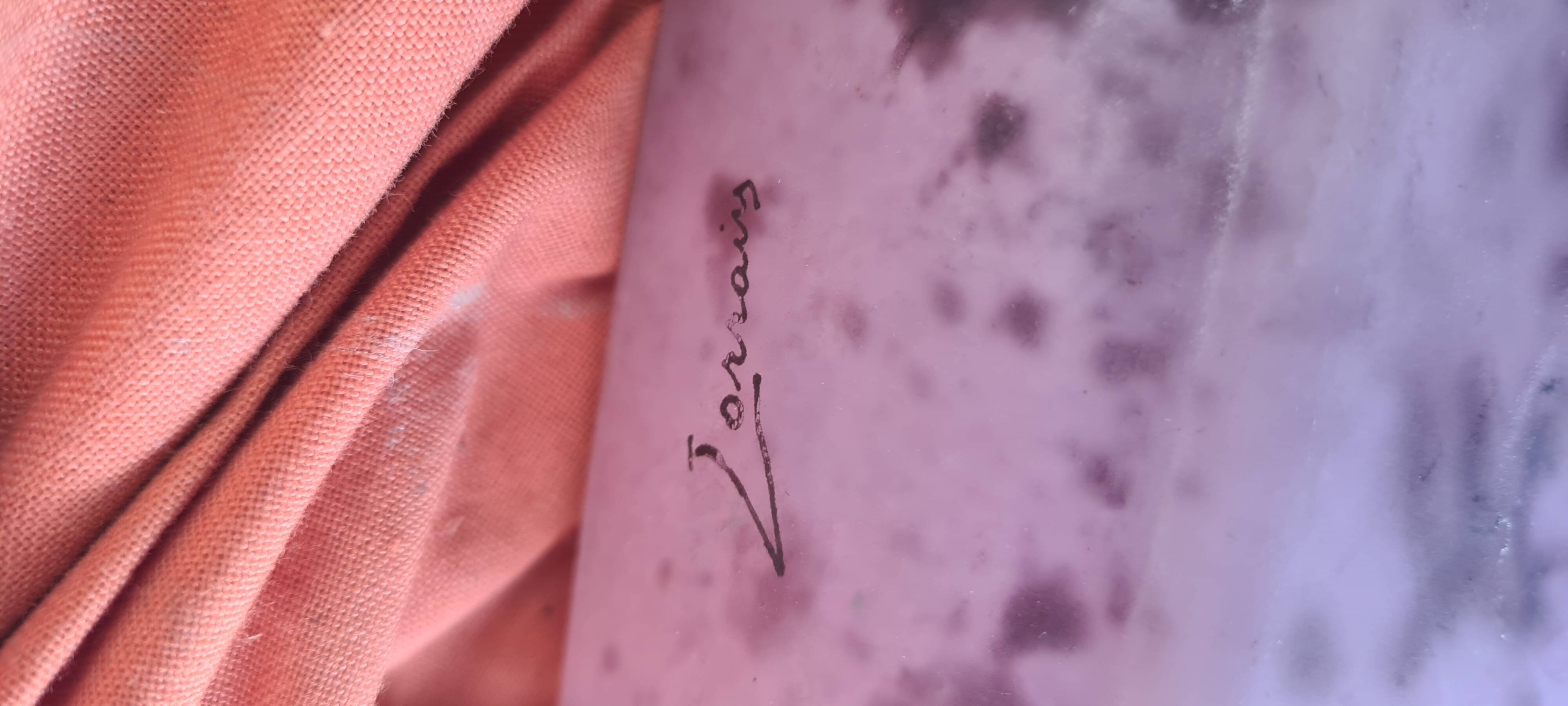 set of 3 pink glass paste 1920 signed Lorrain 23x13 good condition