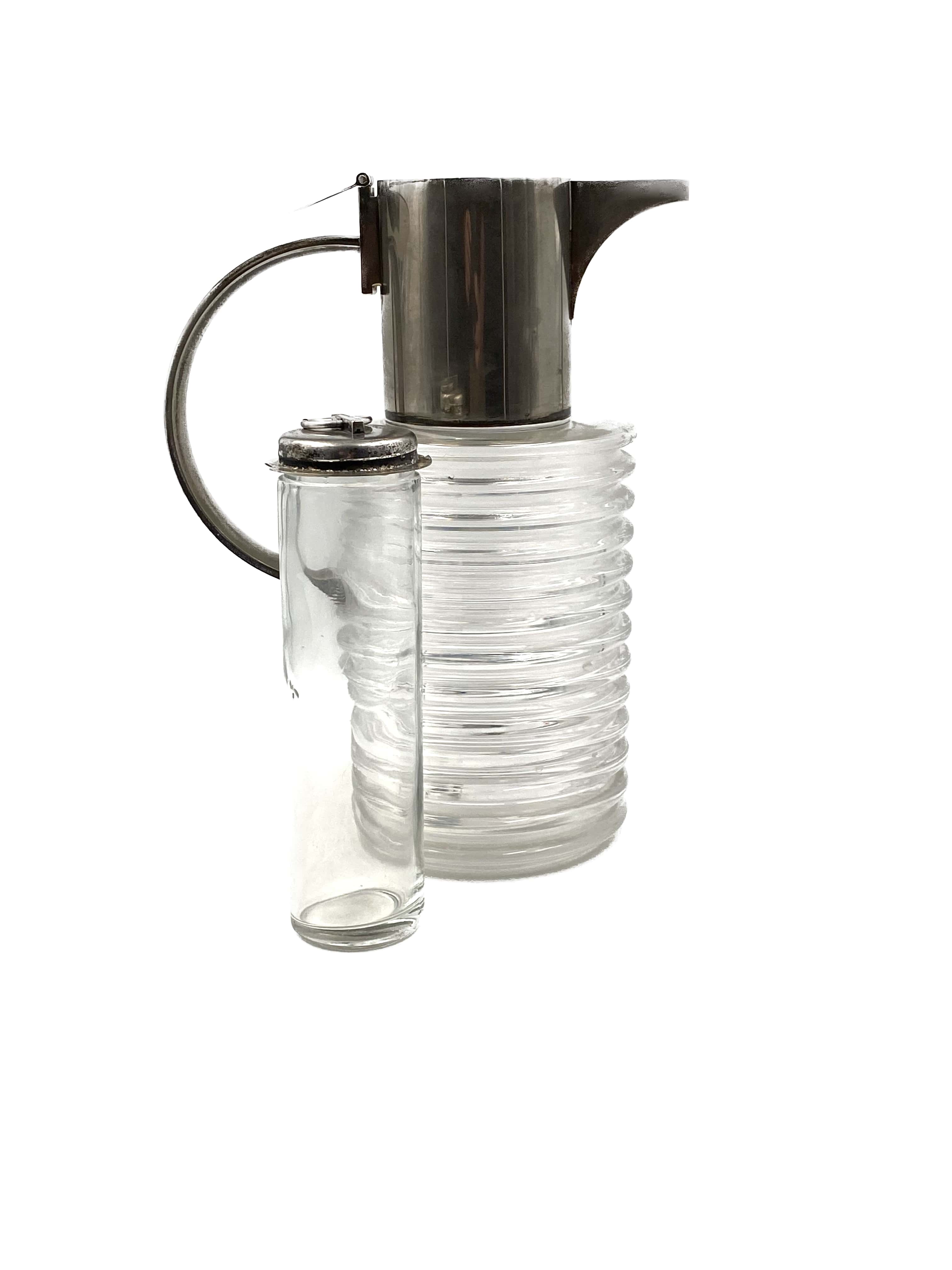 Sergio Asti silverplated and glass jug  Arnolfo di Cambio 1968