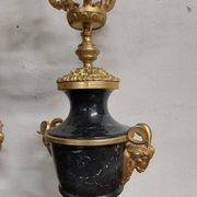 Antique Lumi pair of large marble and mercury-gilt bronze candelabras