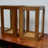 pair of faux oak shop display cabinets, circa 1920s