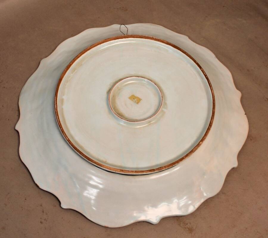 Large blue faience plate from Savona, Italy, 48 cm in diameter.