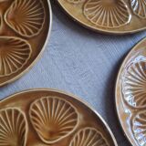 Set 6 assiettes à huitres marron