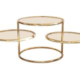 Gold-plated 3-tier turning top side table
