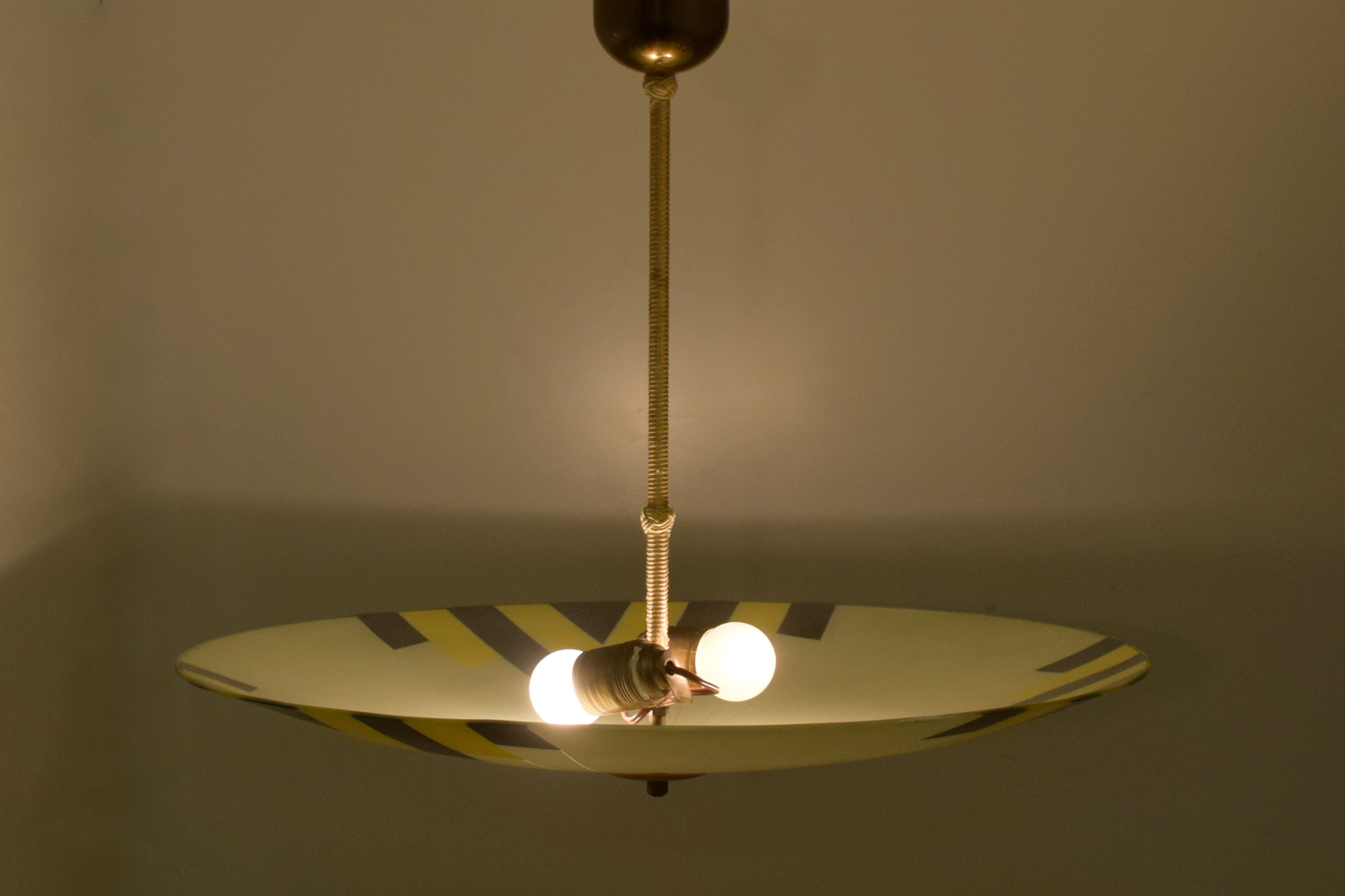 Vintage colour-patterned glass pendant light