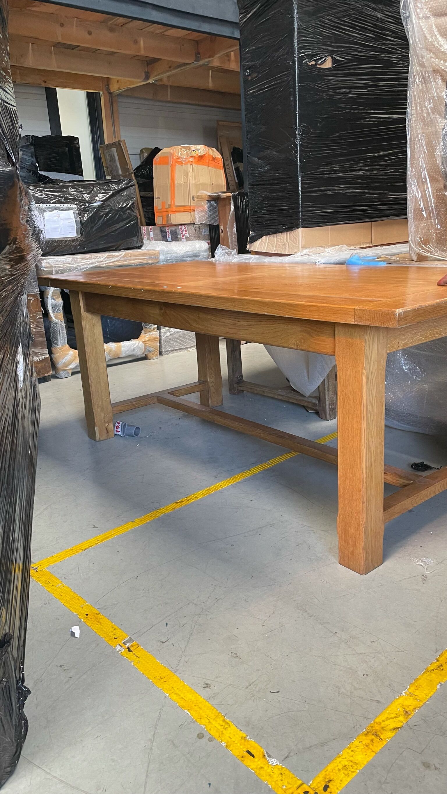 Wooden farmhouse table