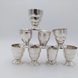 8 art deco eggcups in silver metal