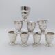 8 art deco eggcups in silver metal