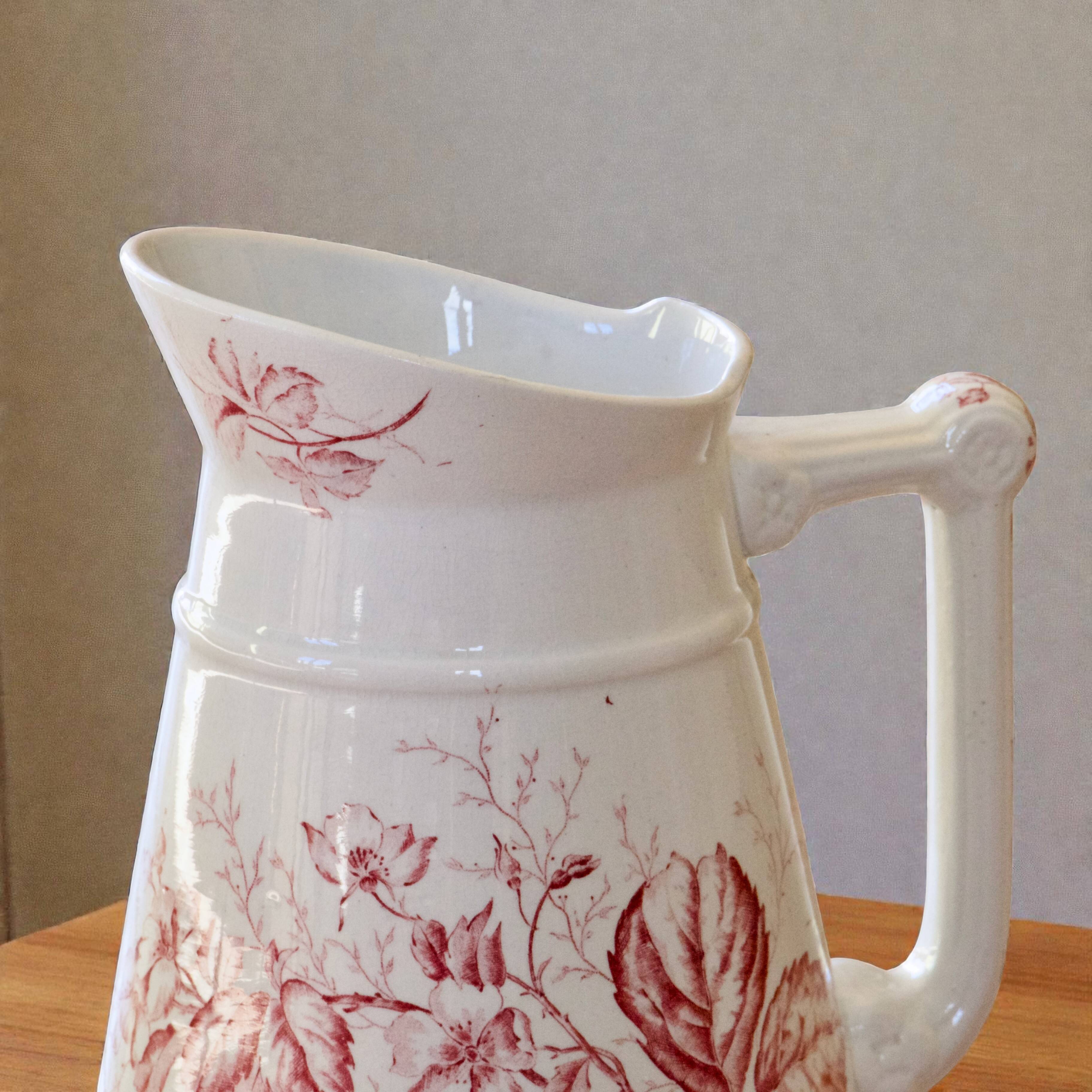 Large antique toilet bowl from the 19th century, pink ironstone, Imperial Bonn.