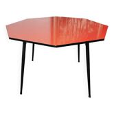 Vintage octagonal table in red formica and metal