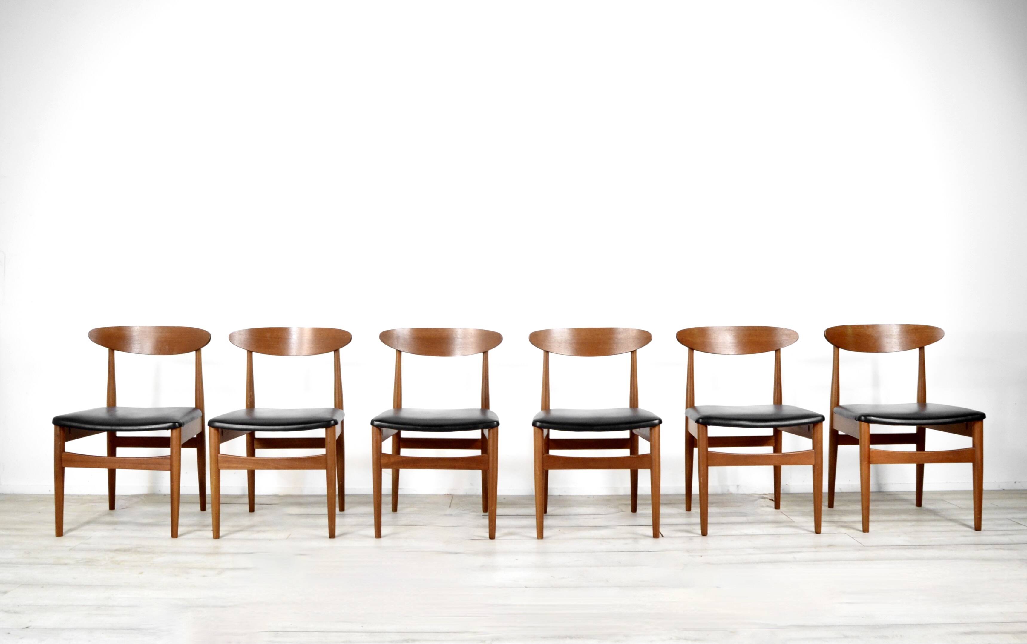 Set Of 6 Vintage Midcentury Danish Teak Chairs. Delivery. Modern /