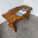 Table artisanale en orme massif, art populaire