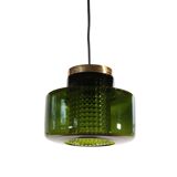 Green glass pendant lamp with crystal by Carl Fagerlund for Orrefors