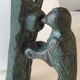 Door knocker/hammer in Green Pic shape, in cracked effect cast iron with green patina