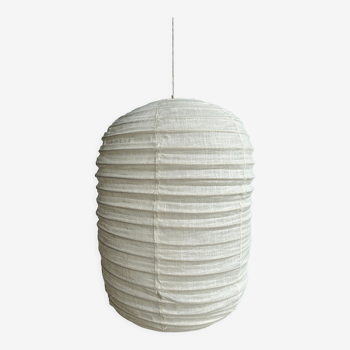Suspension in rattan and natural japanese linen lantern shape h70 d50