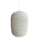 Suspension in rattan and natural japanese linen lantern shape h70 d50