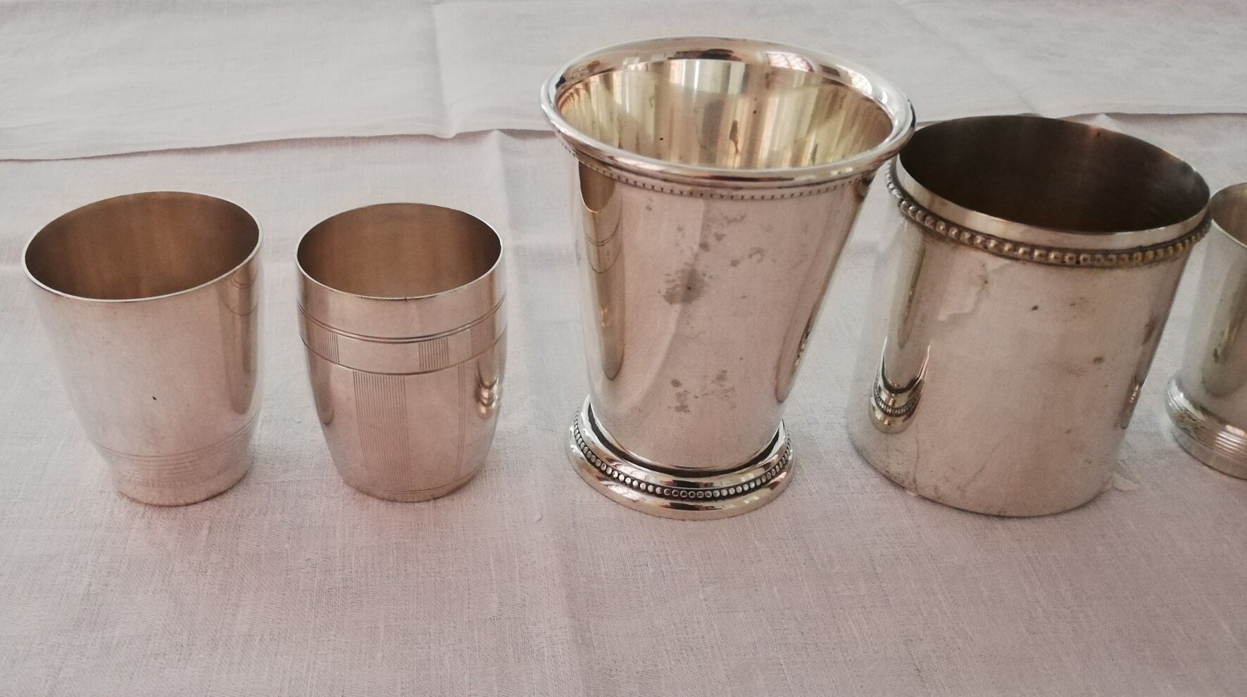 Set of 7 timpani in silver metal