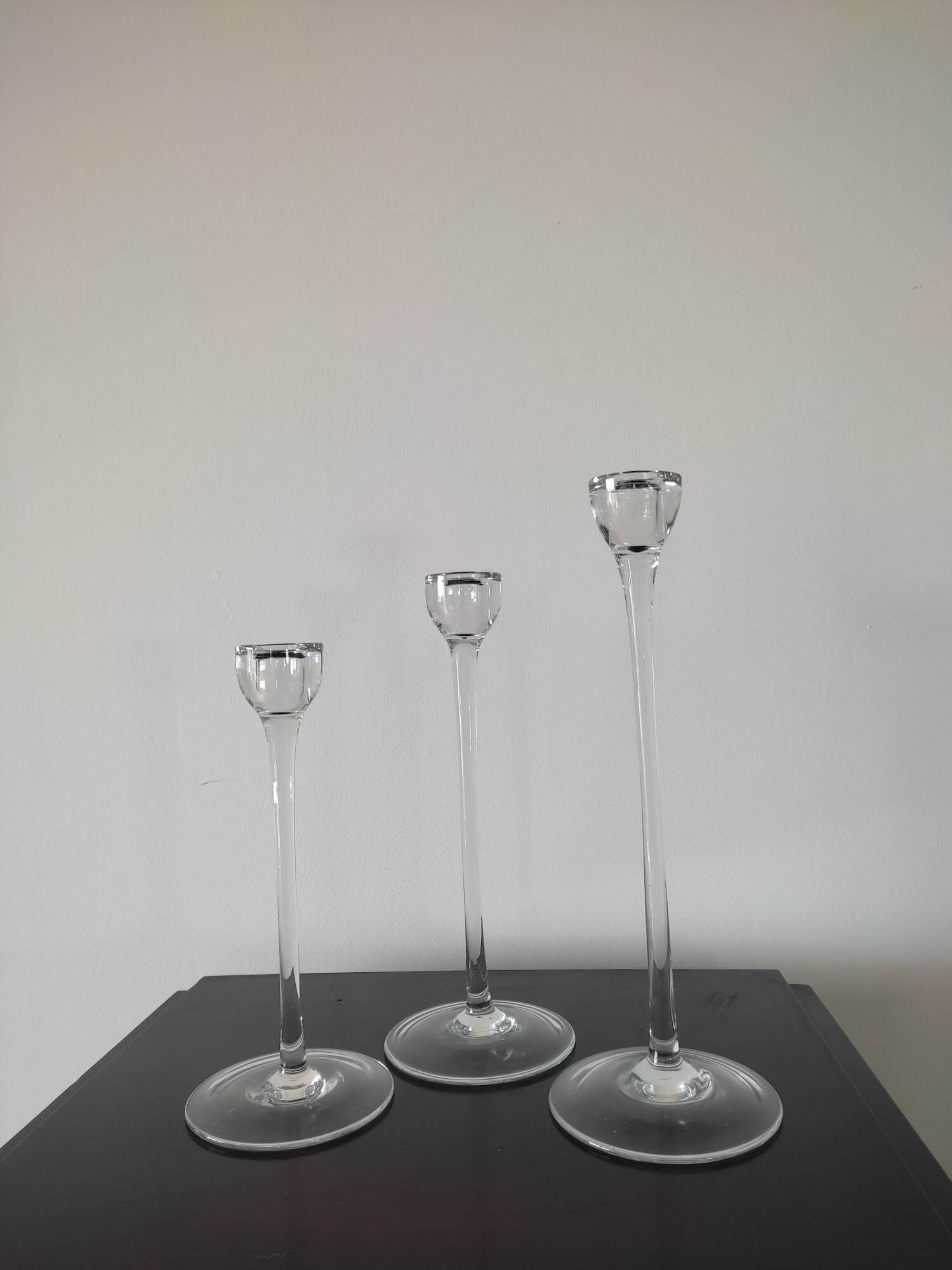 Set with 3 glass candle holders