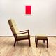 Danish Mid-Century  Lounge Chair and Stool by Ole Wanscher for Poul Jeppensens, Senator Series