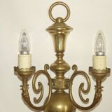 Large Pair of French Vintage Brass Empire Wall Lights with Swan Detail and Glass Shades 4884