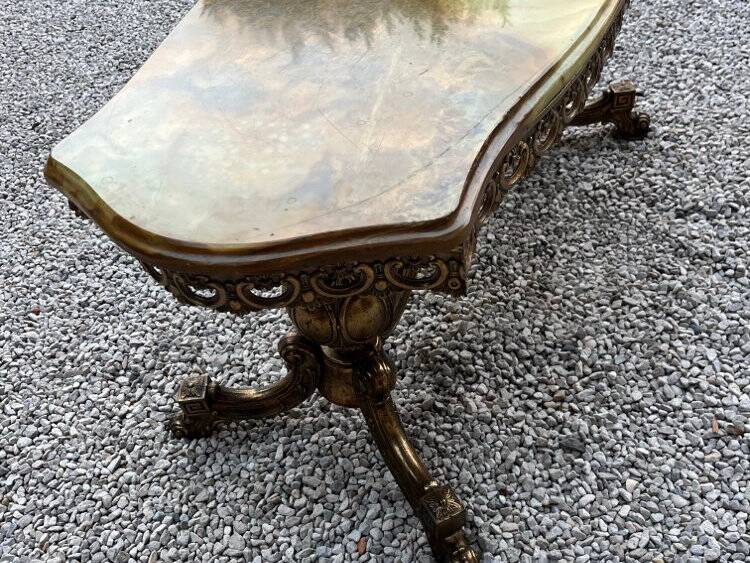 Marble and brass coffee table