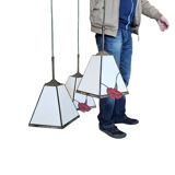 3 light chandelier with glass shades / Art Deco