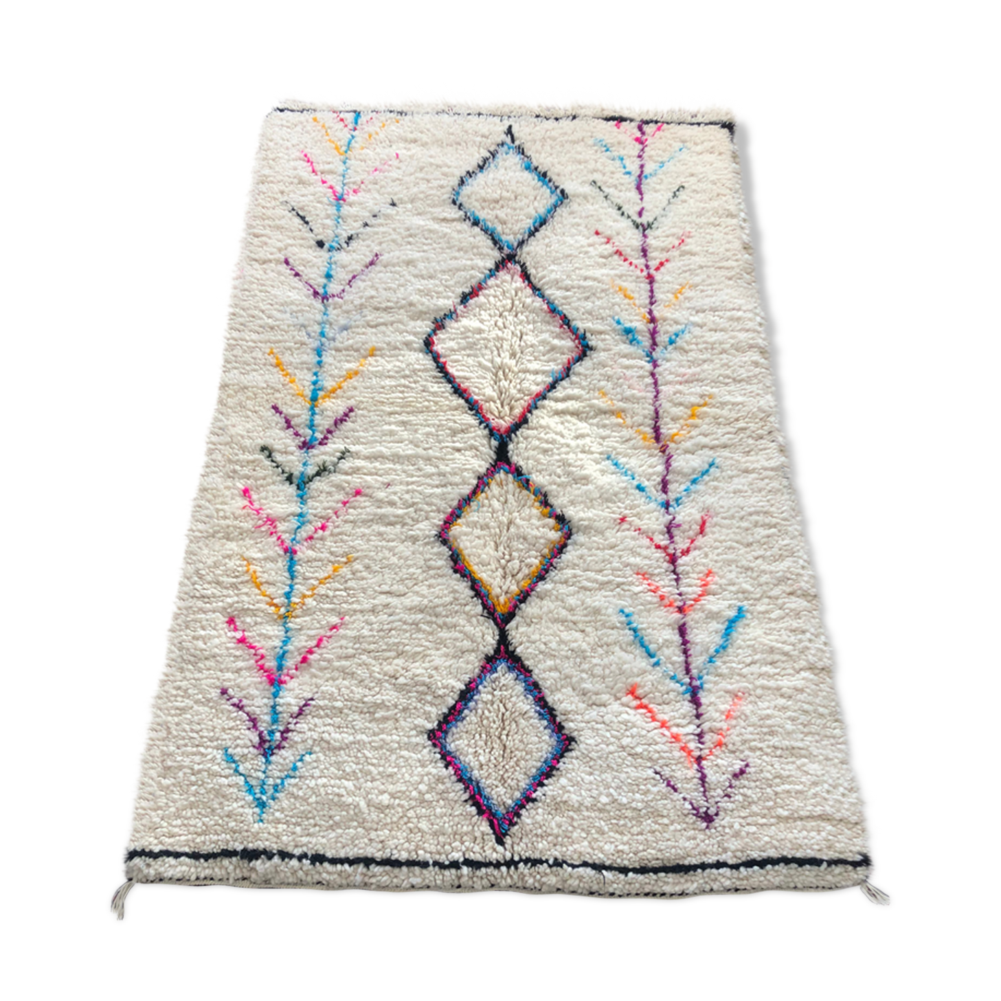 Azilal berbere white rainbow carpet 107x166cm