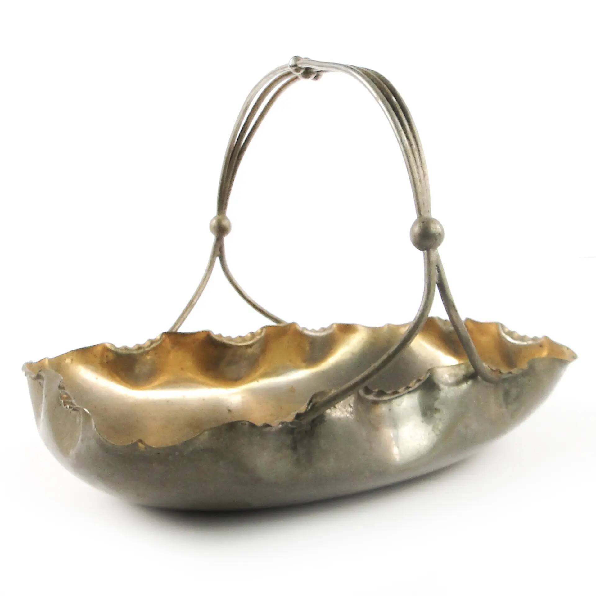 Fruit basket, Art Nouveau, silver-plated brass, Austria, early 20th century