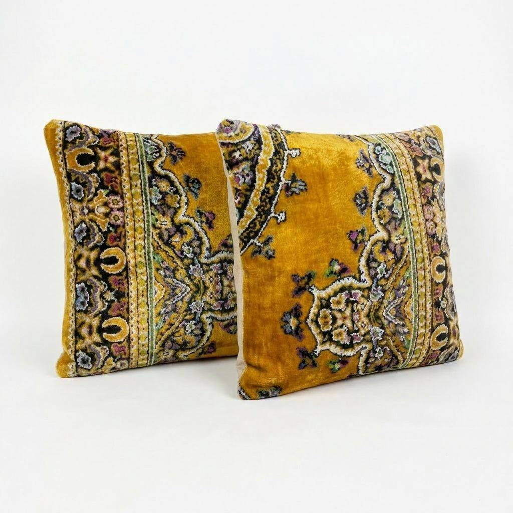 Set of 2 vintage velvet cushion covers 51x51 cm