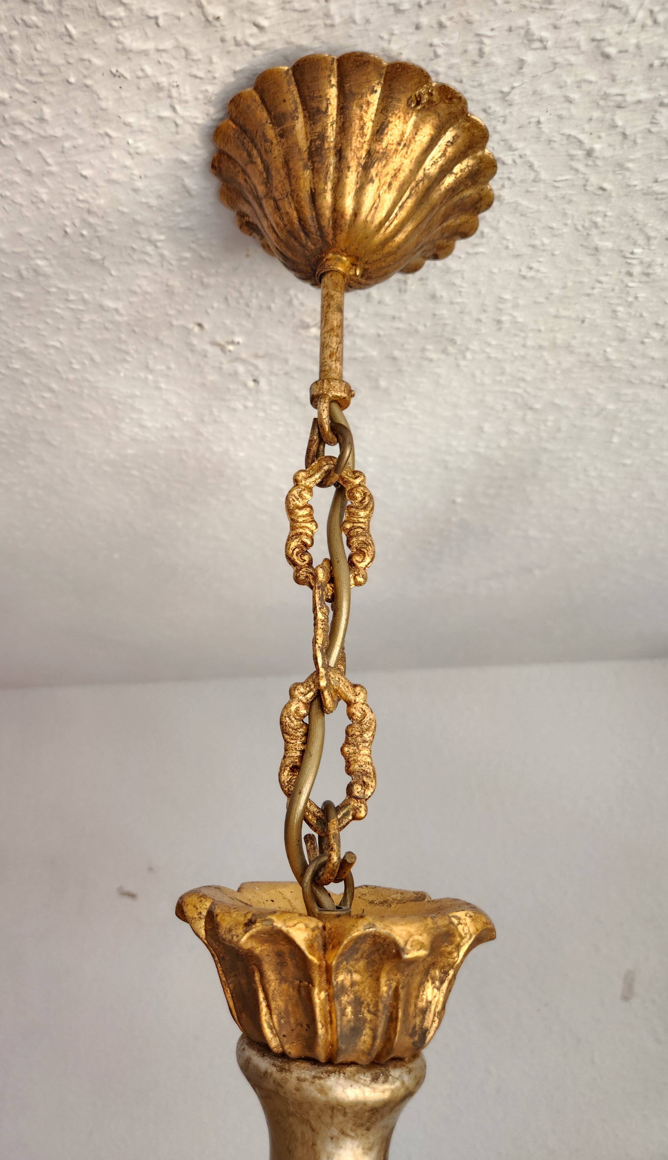 Antique gilded silver chandelier Florentine Rococo Louis XV Italy