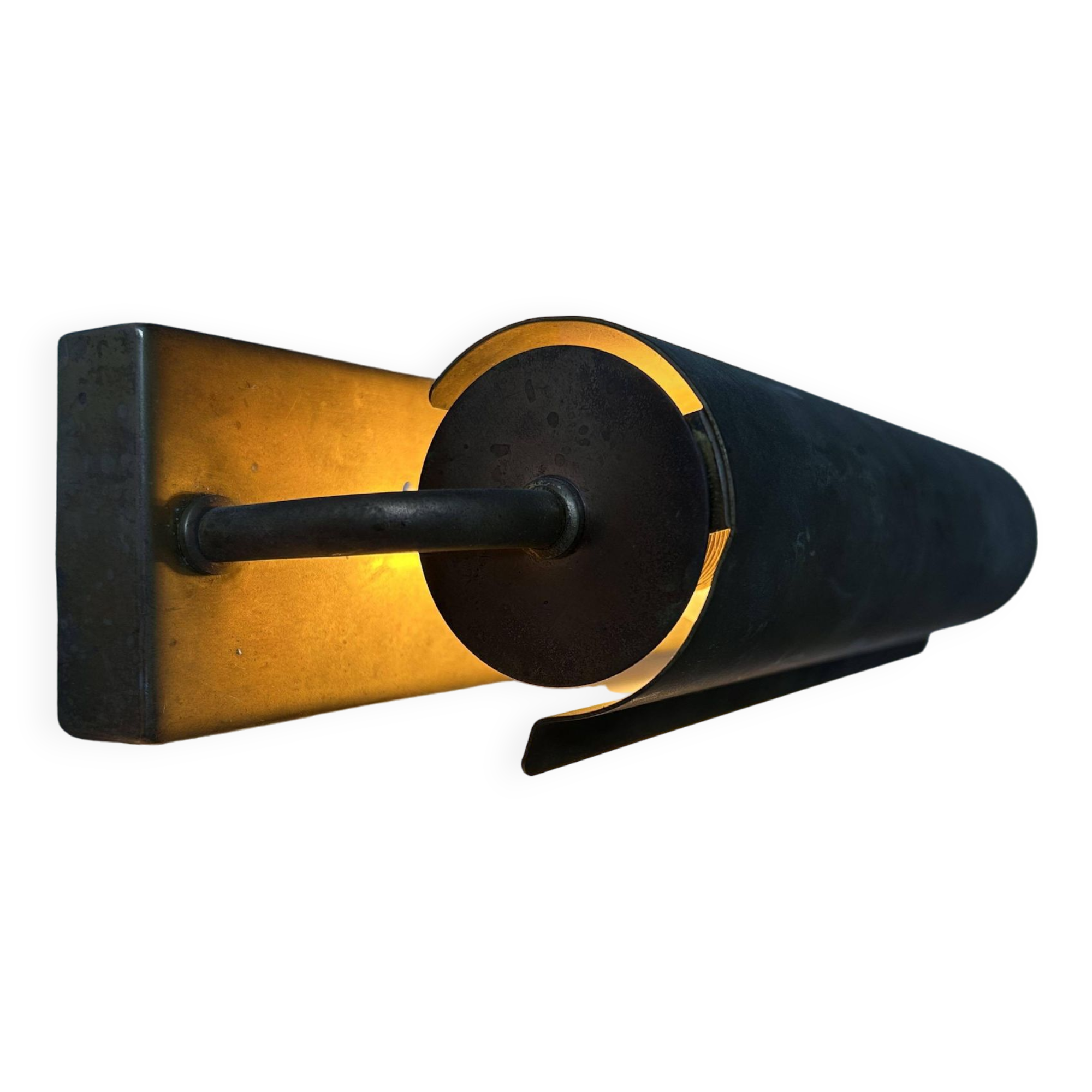 Modernist solid brass wall light, France 1940