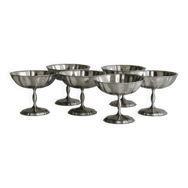 Lot de 6 coupelles vintage en inox