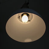 Vintage light blue enamel industrial factory pendant light from ElKo, 1960s