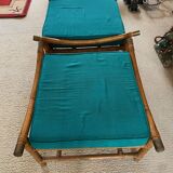 Duo of cane and rattan poufs