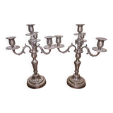 Pair of silver-plated candelabra – Louis XVI style –