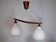 Ceiling lamp in opaline glass and teak by Uno & Östen Kristiansson, 1960s