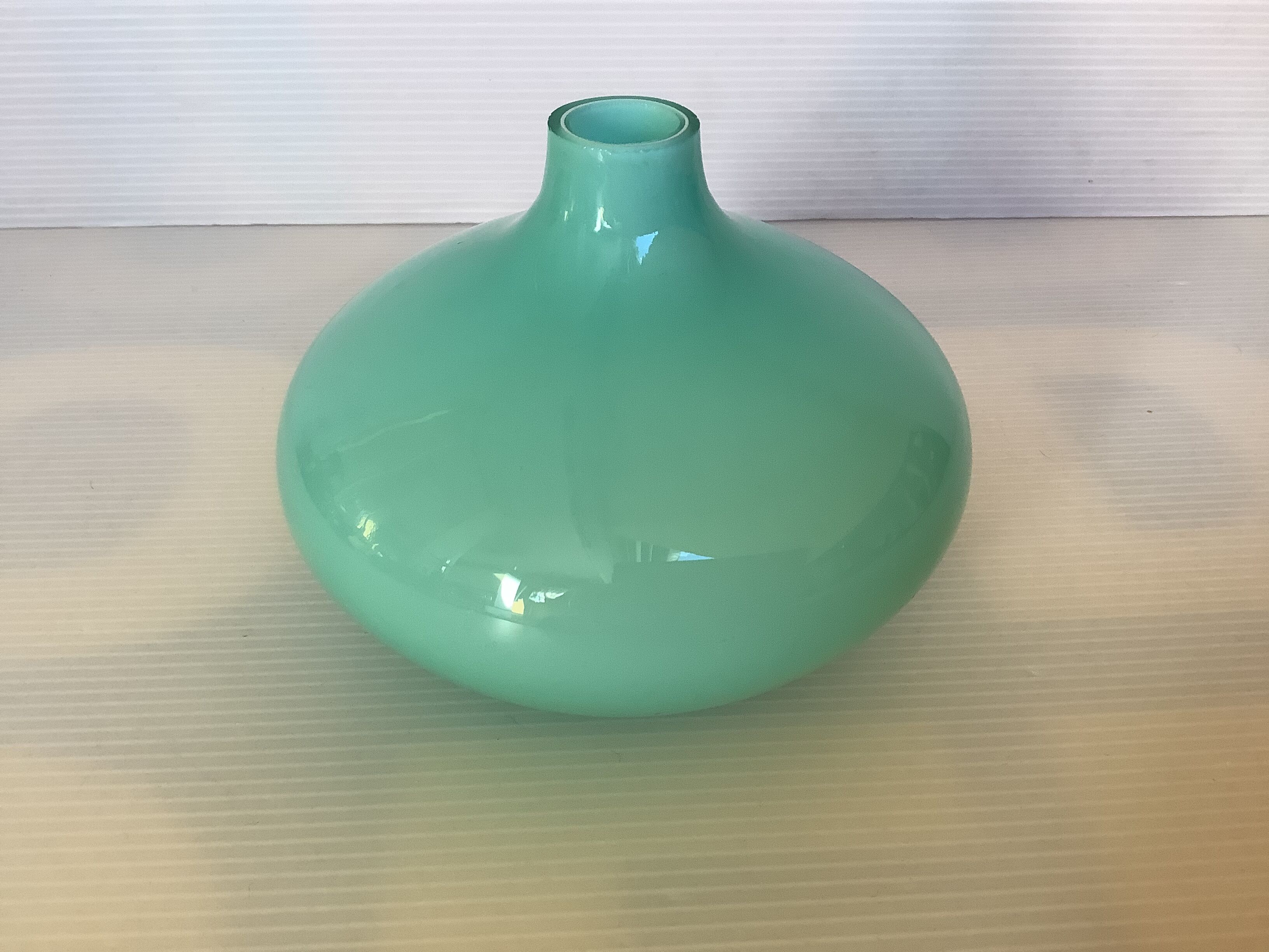 Mint green glass paste ball vase
