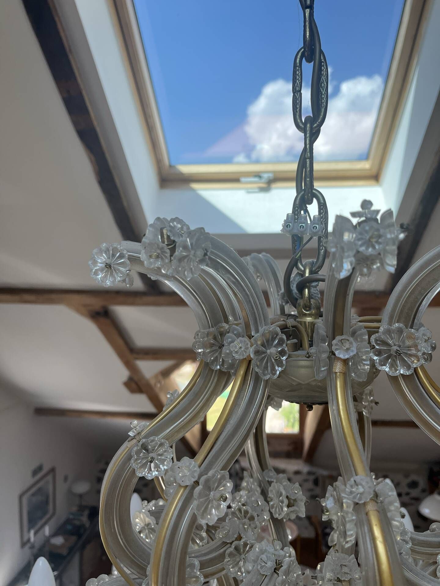 Grand Italian chandelier in Murano style – 24 lights – glass and crystal